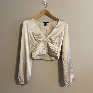 Off-White Ruched Crop Top